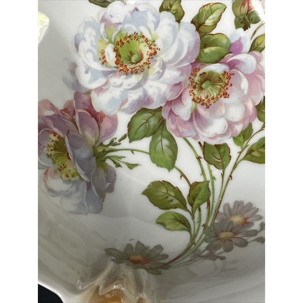 Antique‎ Porcelain Floral Serving Bowl 10.5” Hand Painted Made in Germany - Picture 5 of 16